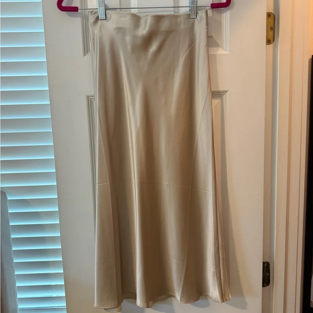 NWT Quince Satin Midi Skirt - Champagne - Picture 2 of 3
